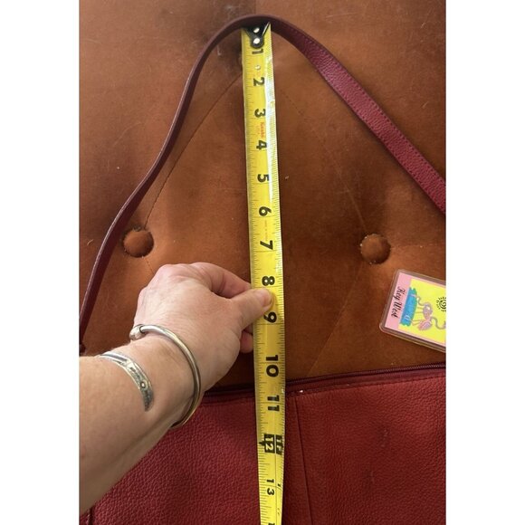 Vintage St Johns Bay Genuine Red Pebble Leather Hobo Shoulder Bag Purse 13 x 9 - Picture 11 of 12